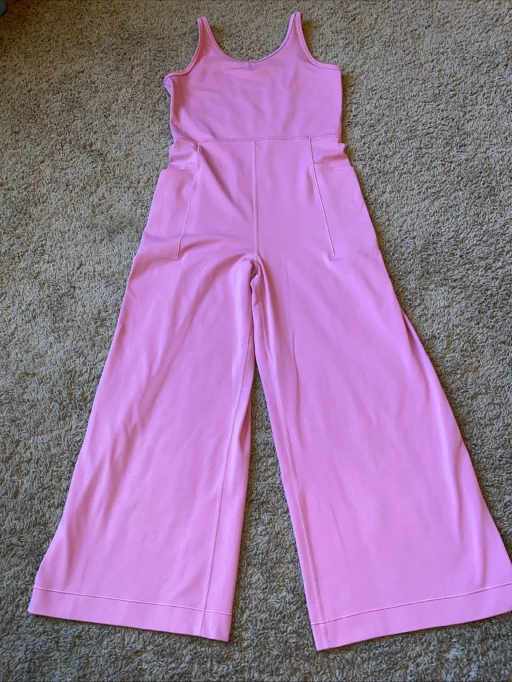 Athleta Girl Stash Your Treasures Jumpsuit Sz XL 14 Pink Wide Leg Athleisure